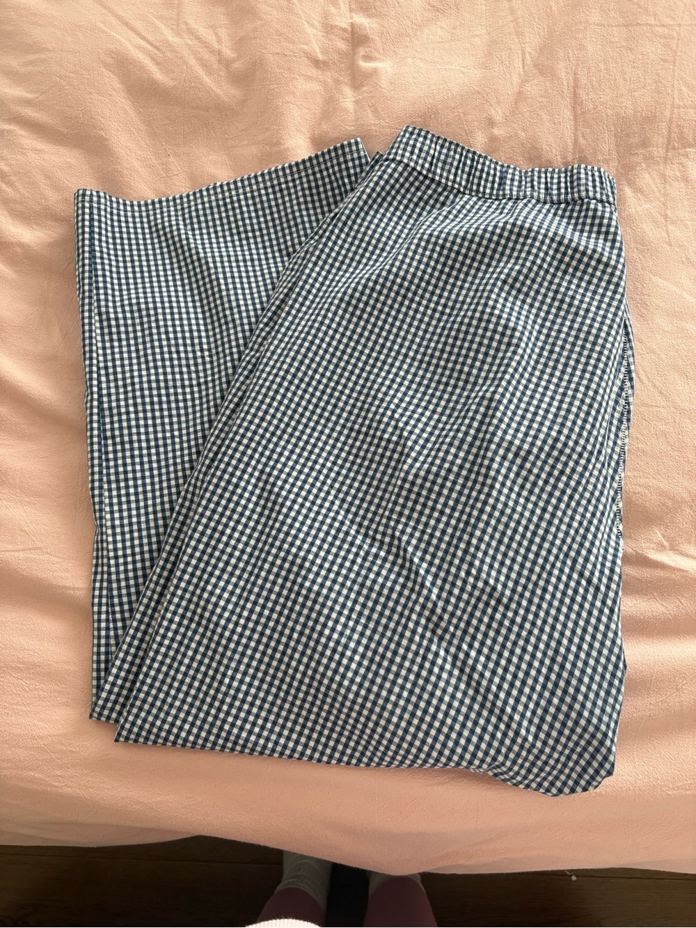 Cotton Navy Gingham Pull-On Pants
